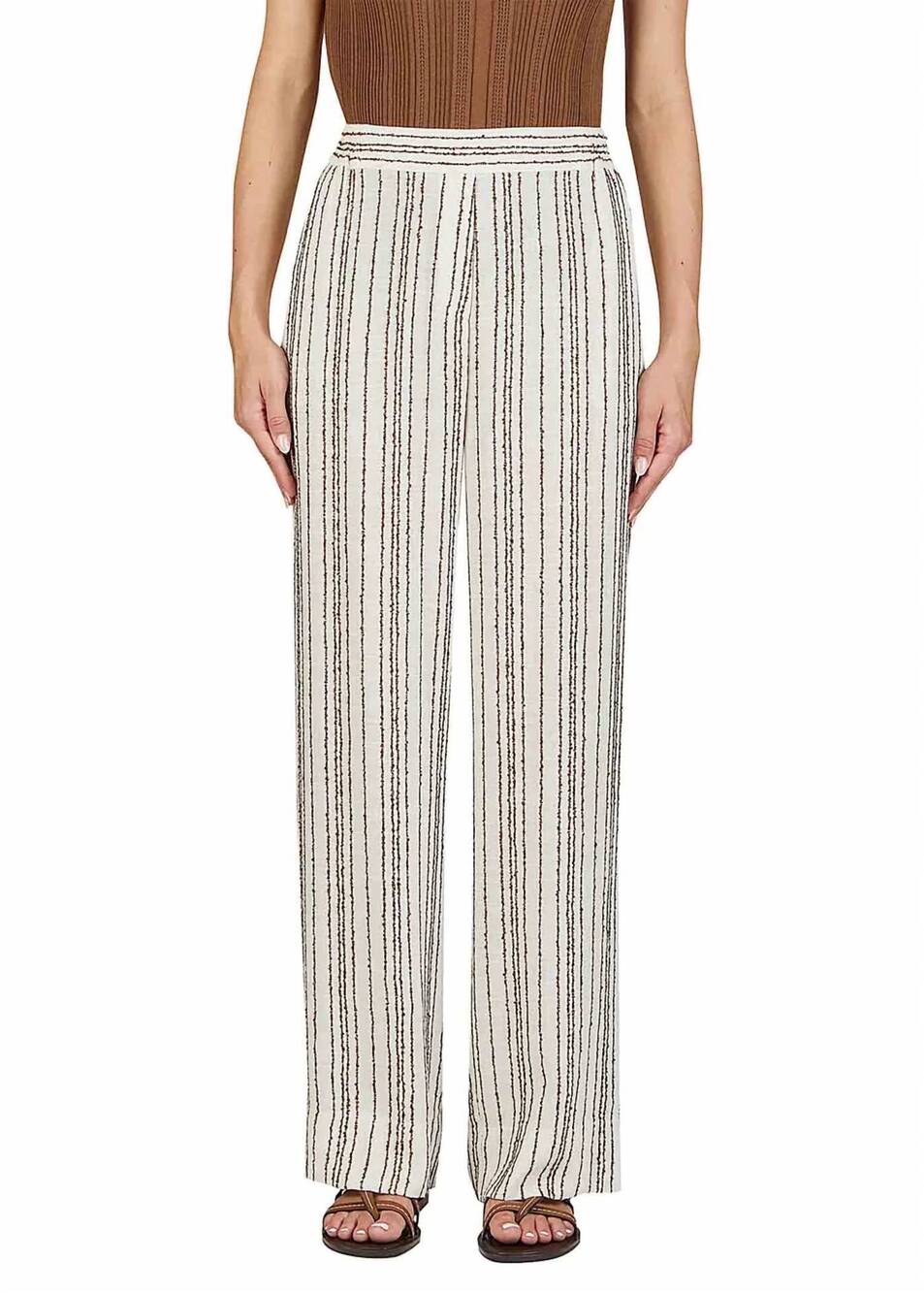 NEW PUROTATTO pinstripe trousers in cream